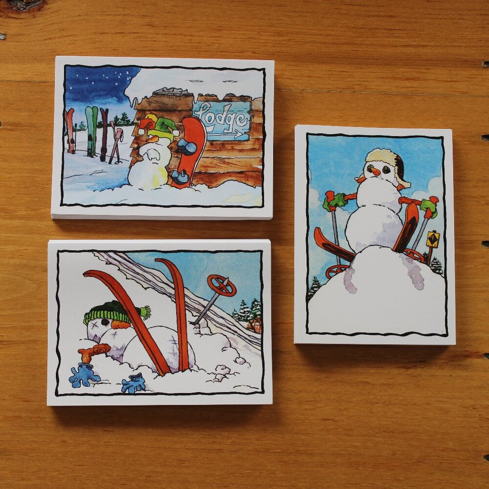 NEW Snowman Note Cards, 45 Cards, 3 different designs, Blank Inside